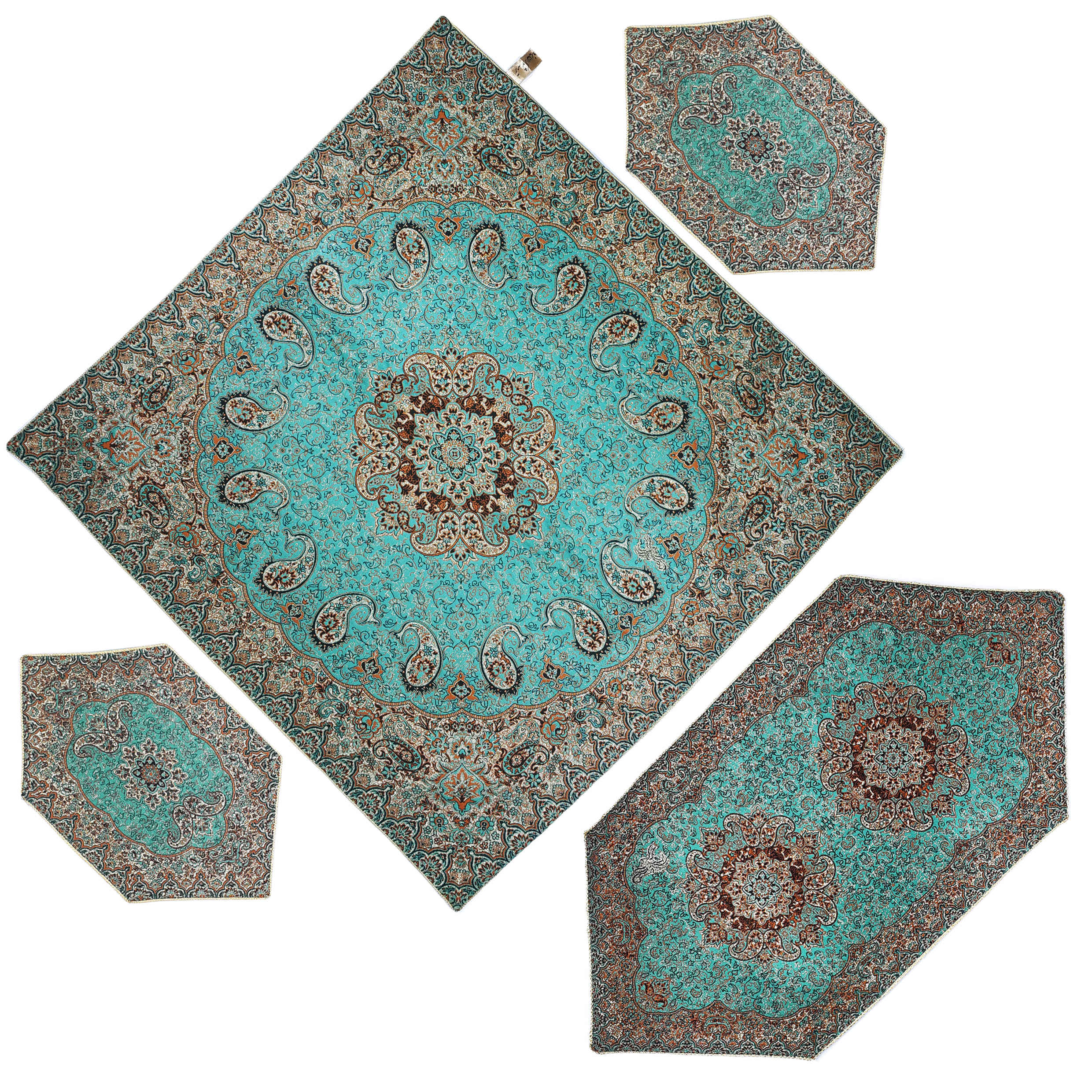 Ensemble de 4 Nappes de Termeh Luxe avec Motif Paisley Persan Karmania