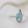 Bague en Argent Persan Plaqué Rhodium pour Femme avec Turquoise de Neyshabur