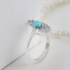Bague en Argent Persan Plaqué Rhodium pour Femme avec Turquoise de Neyshabur