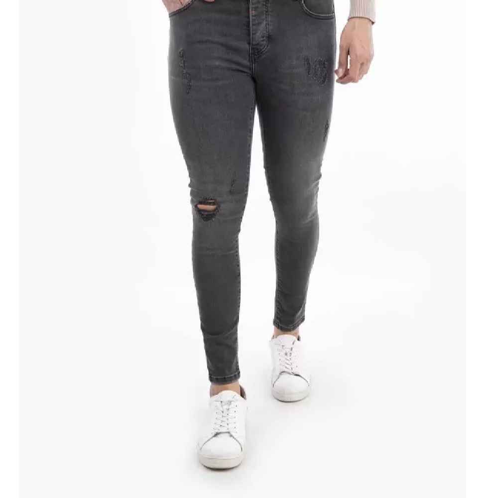 Jeans Skinny pour Homme - Denim Gris Style Contemporain