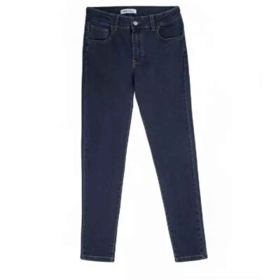 Jeans Coupe Serrée à Jambe Droite Taille Moyenne pour Port Quotidien