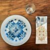 Pochette à couverts en velours - Mise de table chic avec motif géométrique