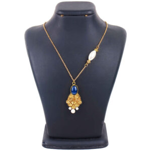 Collier en Laiton Thème Traditionnel Persan pour Femmes avec Lapis Lazuli