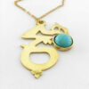 Collier en Laiton Thème Traditionnel Persan pour Femmes avec Turquoise