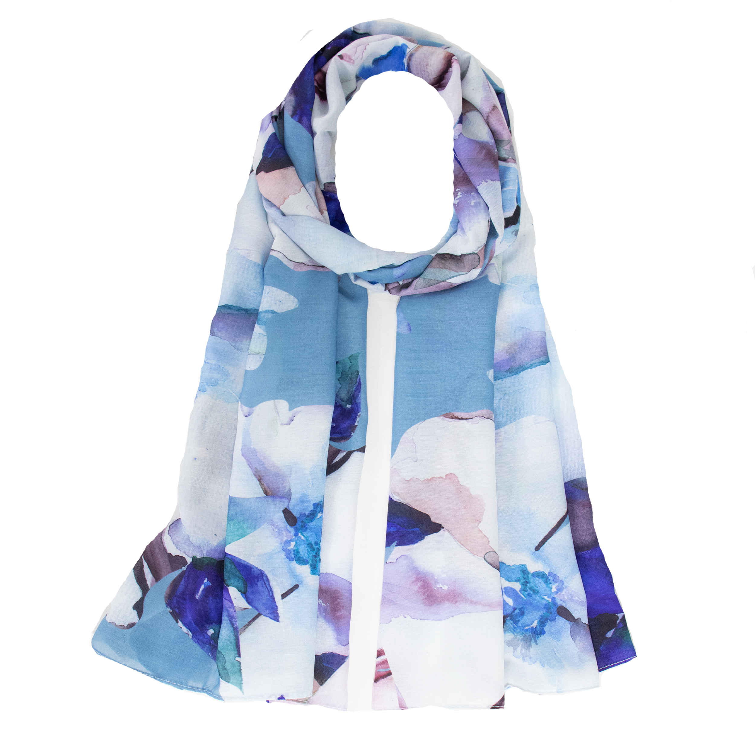 Châle Imprimé pour Femme Artistique & Léger Motif Abstrait Bleu