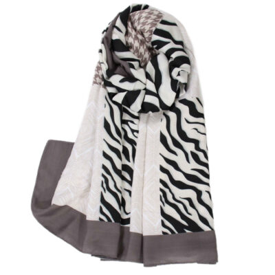 Châle Imprimé pour Femme Artistique & Léger Zèbre & Pied-de-poule