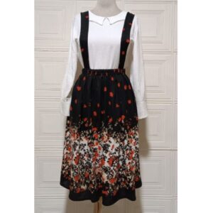Jupe pour femmes avec bretelles à motif floral noir