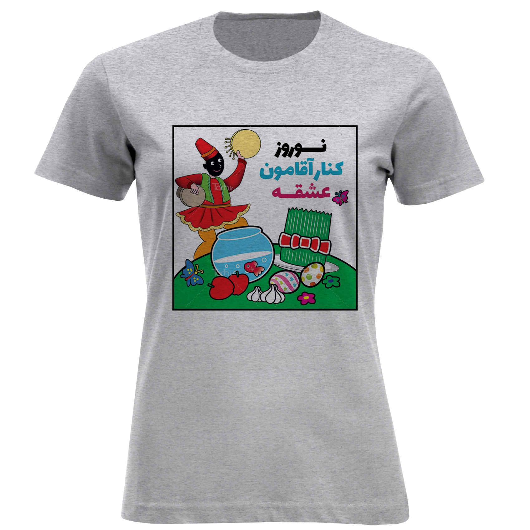 T-shirt pour femmes avec imprimé inspiré de Hajji Firuz persan