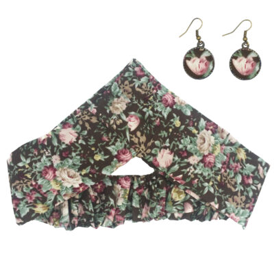 Ensemble Bandeau Croisé Torsadé & Boucles d’Oreilles Motif Botanique pour Femme