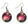 Ensemble Bandeau Croisé Torsadé & Boucles d'Oreilles Floral Noir pour Femme