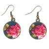 Ensemble Bandeau Croisé Torsadé & Boucles d'Oreilles Floral Bleu pour Femme