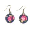 Ensemble Bandeau Croisé Torsadé & Boucles d'Oreilles Floral Bleu Marine pour Femme