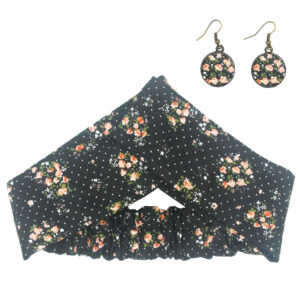 Ensemble Bandeau Croisé Torsadé & Boucles d’Oreilles Pois de Senteur Noir pour Femme