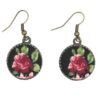 Ensemble Bandeau Torsadé & Boucles d'Oreilles Noir avec Fleurs pour Femme