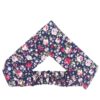 Ensemble Bandeau Torsadé & Boucles d'Oreilles Floral Bleu Marine avec Fleurs Roses pour Femme