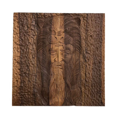 Plateau de Backgammon en Bois Sculpté à la Main avec Design du Héros Iranien Rostam