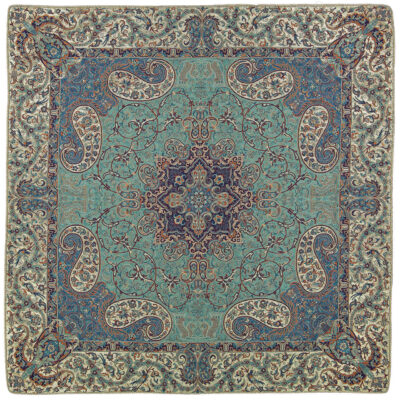 Tapis en laine Gabbeh persan tissé à la main en Khorasan rayé vert