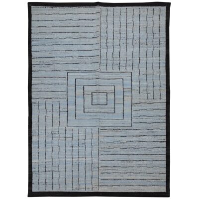 Tapis Kilim en laine persane artisanal tissé à la main en Fars rayé gris