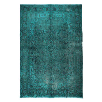 Tapis persan authentique avec laine noué à la main à Ispahan bleu sarcelle