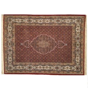 Tapis persan authentique avec soie et laine noué à la main à Birjand Riz Mahi