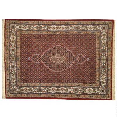 Tapis persan authentique avec soie et laine noué à la main à Birjand Riz Mahi