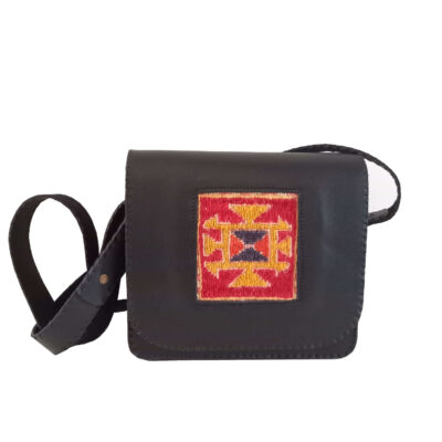 Sac bandoulière avec cuir – Design Kilim