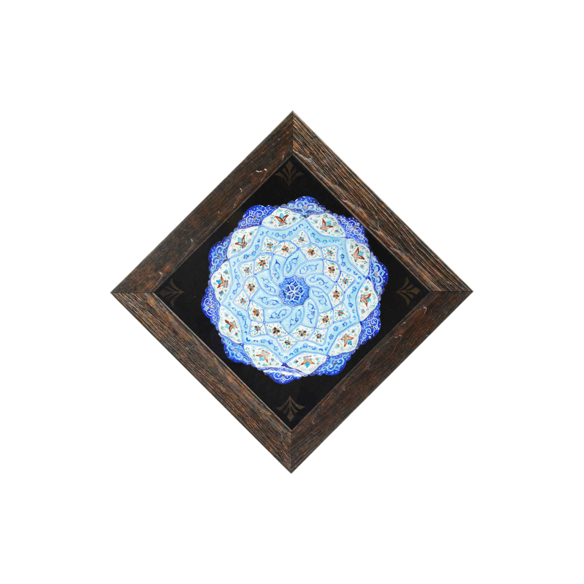 Assiette Décorative en Cuivre Peinte à la Main avec de l'Émail Minakari Persan Daryai