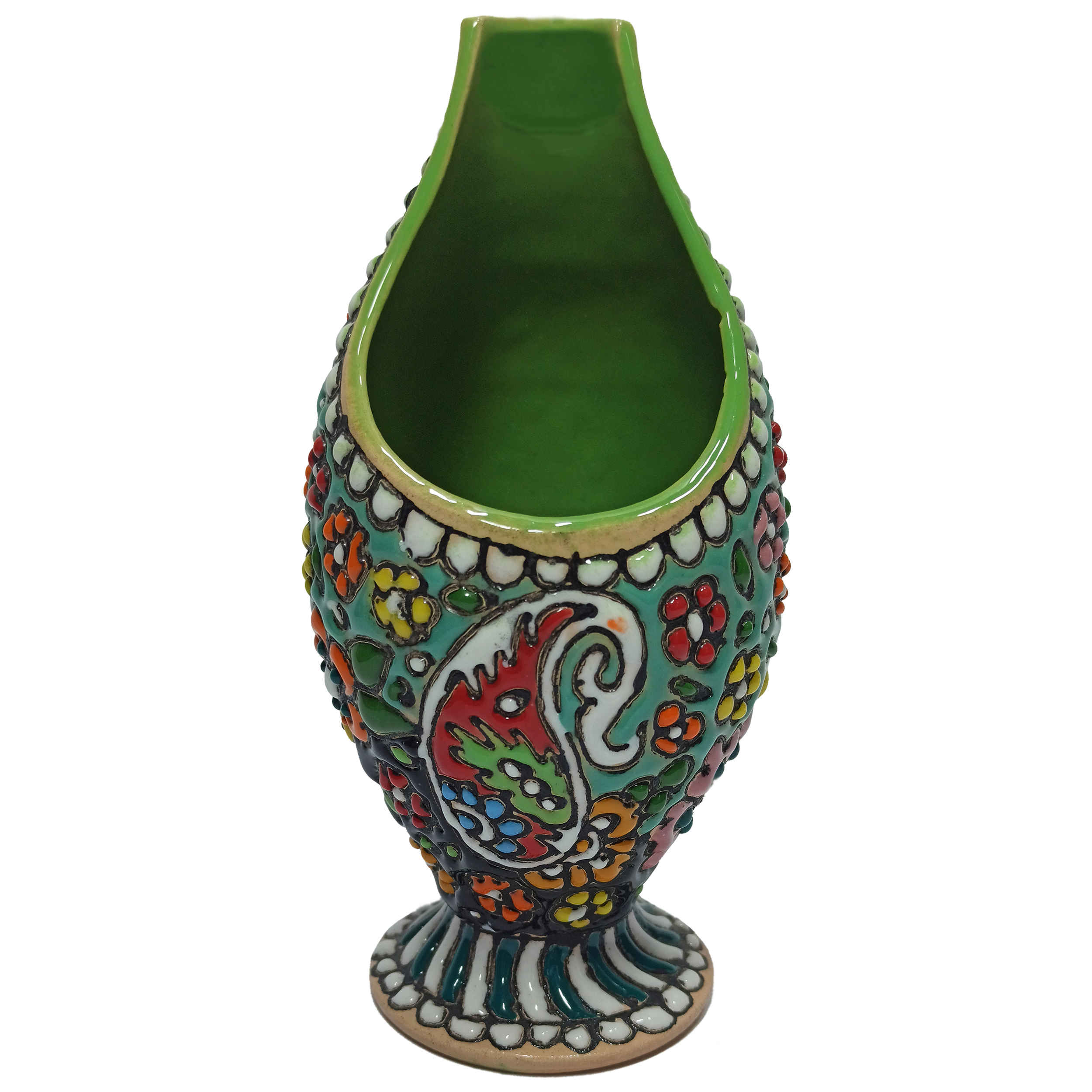 Vase en poterie décoratif peint à la main avec émail Minakari persan Bote Jeghe