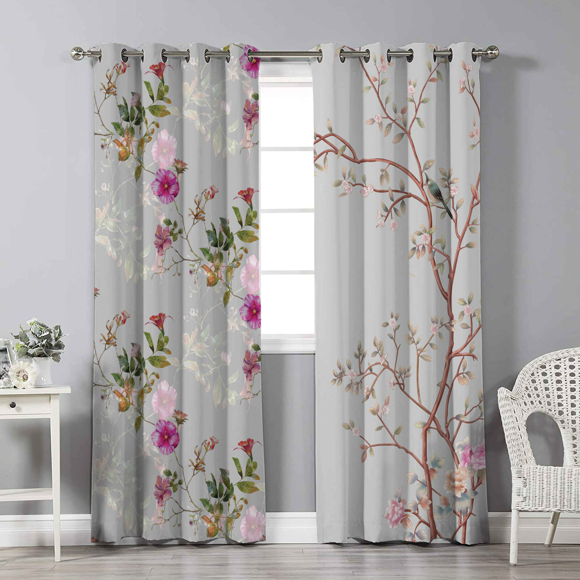 Rideau Œillets en Velours Imprimé – Floral Hana (280x140 cm)