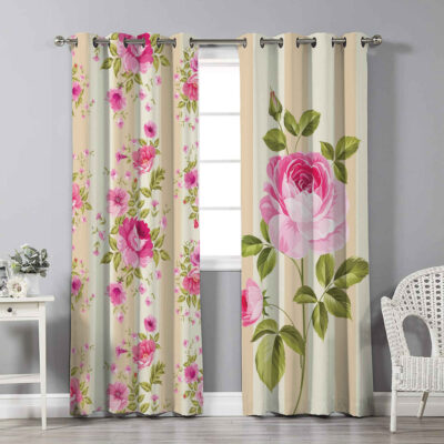 Rideau Œillets en Velours Imprimé – Floral Sahel (280×140 cm)