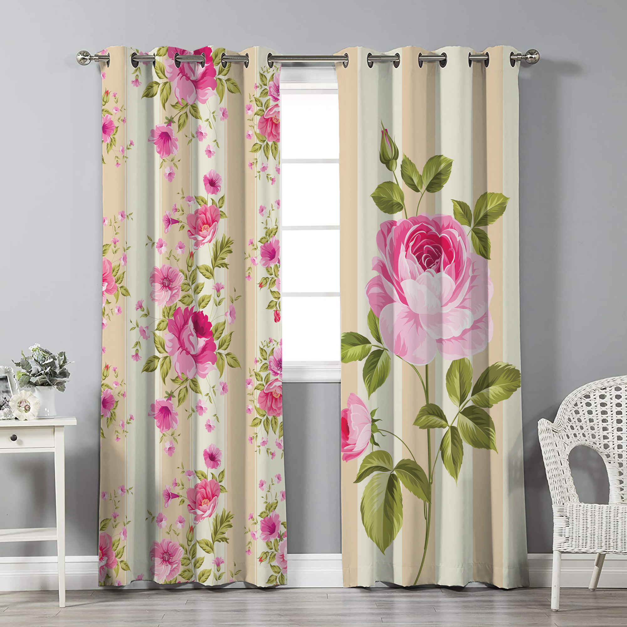 Rideau Œillets en Velours Imprimé – Floral Sahel (280x140 cm)