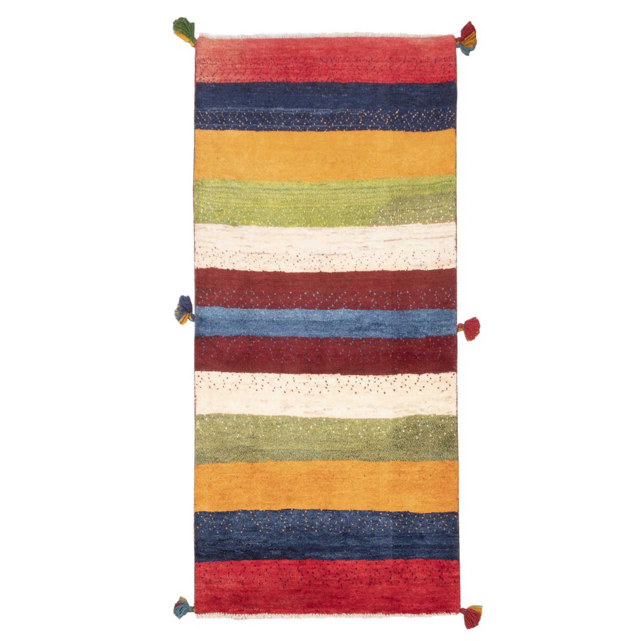 Tapis Gabbeh en laine persane véritablement tissé à la main en Fars rayé