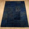 Tapis Persan Vintage Patchwork Noué à la Main Bleu Marine