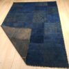 Tapis Persan Vintage Patchwork Noué à la Main Bleu Marine