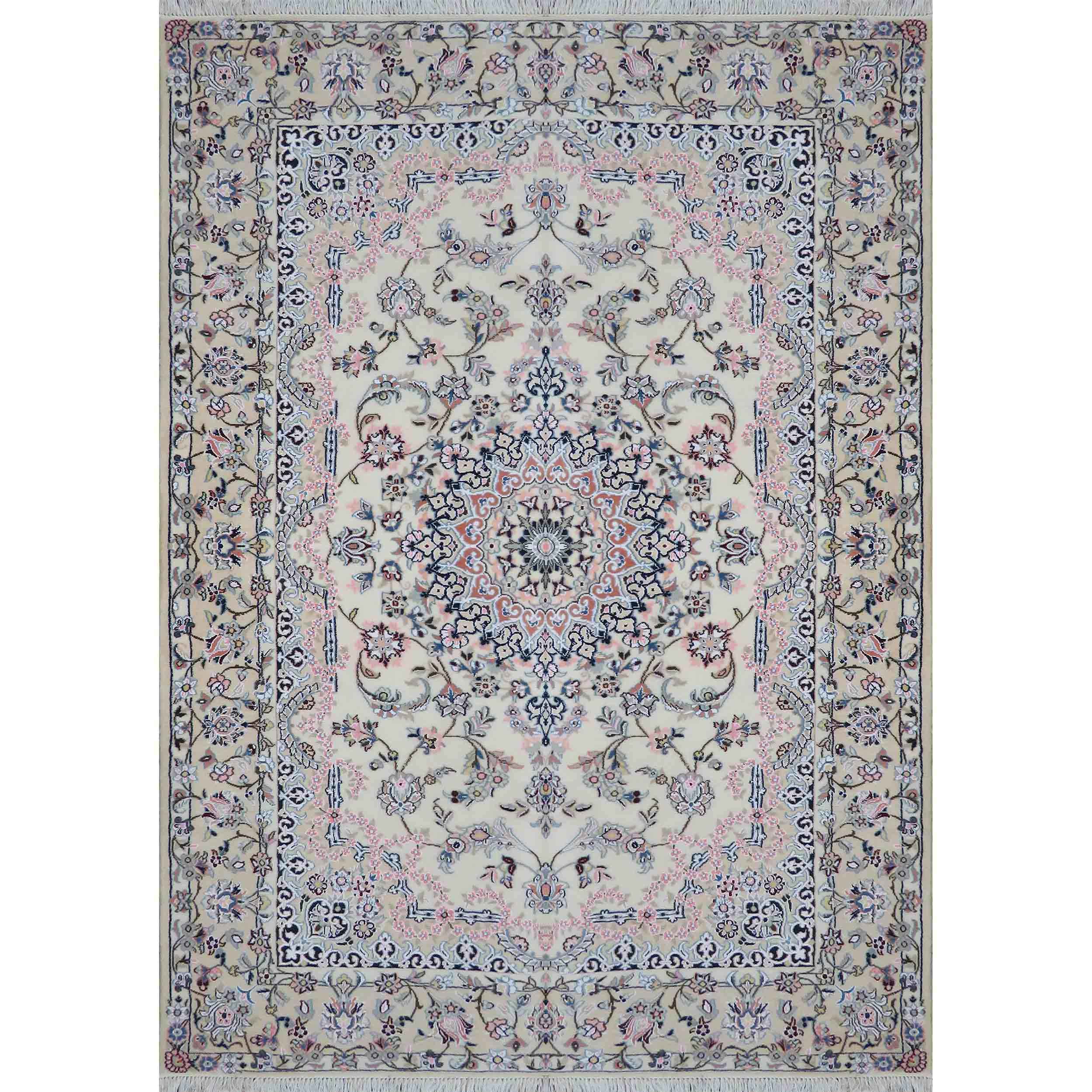 Tapis persan authentique en soie avec laine noué à la main à Naeen Lachak Toranj