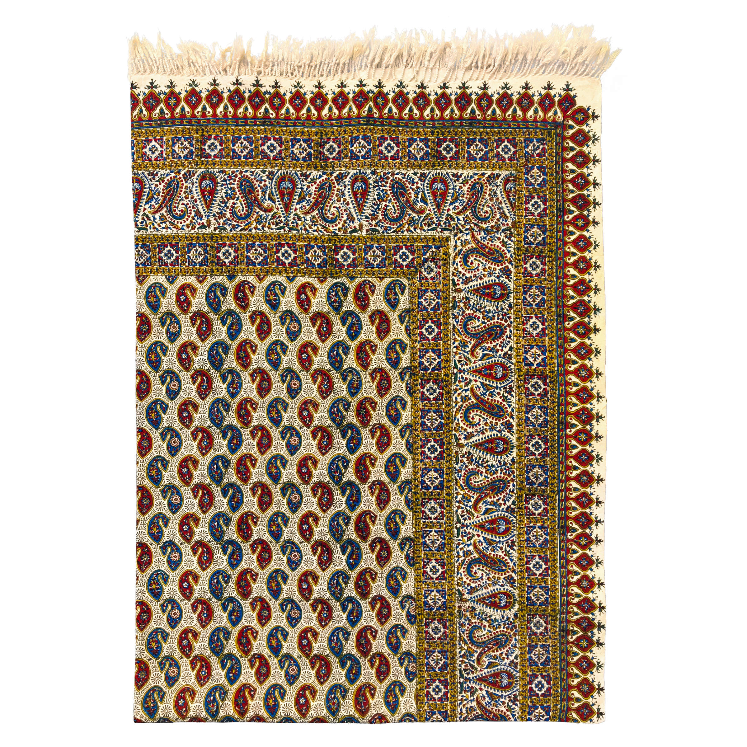 Nappe iranienne : L'art traditionnel de l'impression sur bloc Kalamkari d'Isfahan Brown