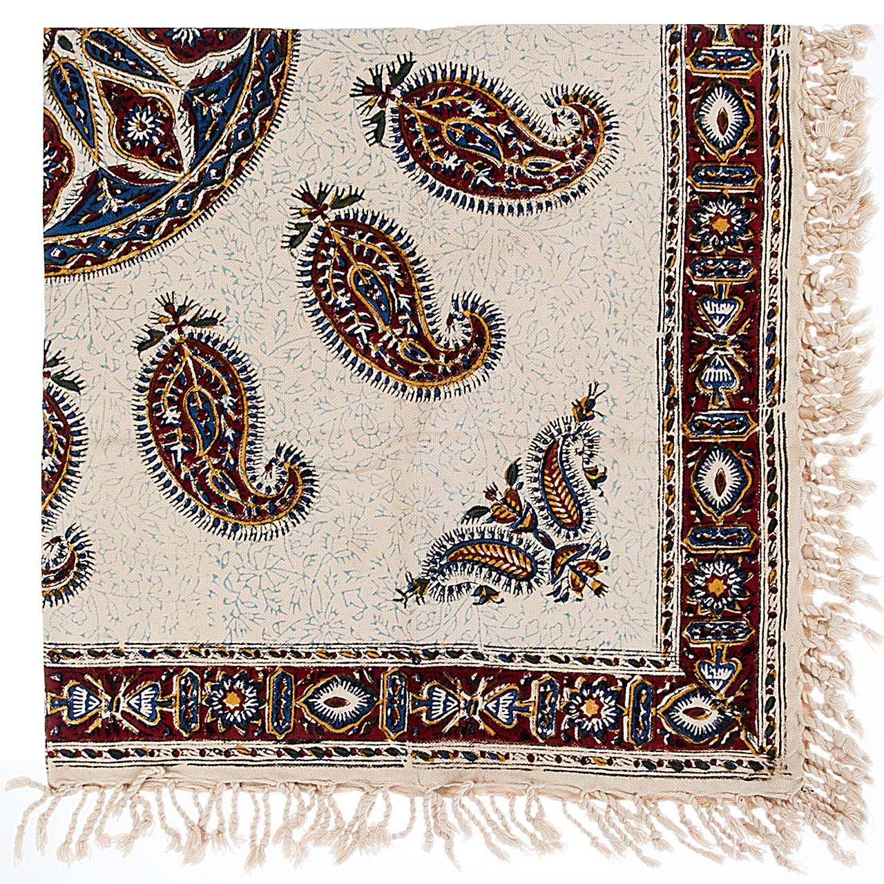 Nappe Iranienne : Imprimée au Bloc Traditionnel Kalamkari d'Ispahan - Modèle Rabin