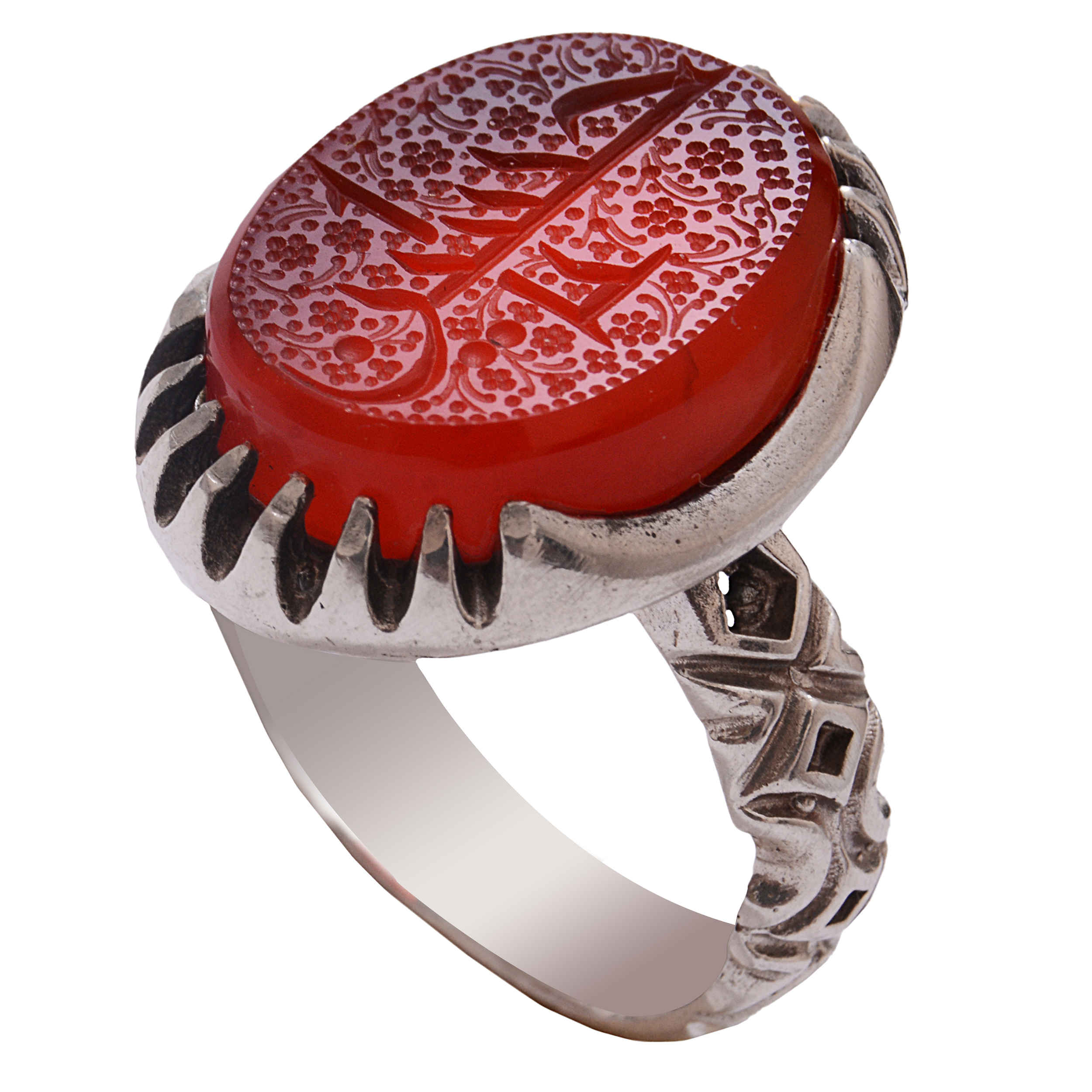 Bague en argent Agate Islamique pour homme Élégance Ya Hussain