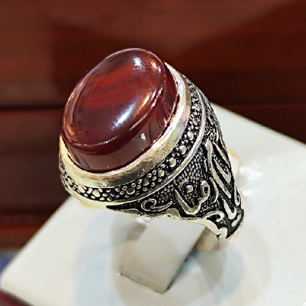 Bague en argent Agate Islamique pour homme Élégance Ya Imam Reza