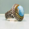 Bague Gravée en Argent Persan Faite Main pour Homme avec Turquoise de Neyshabur