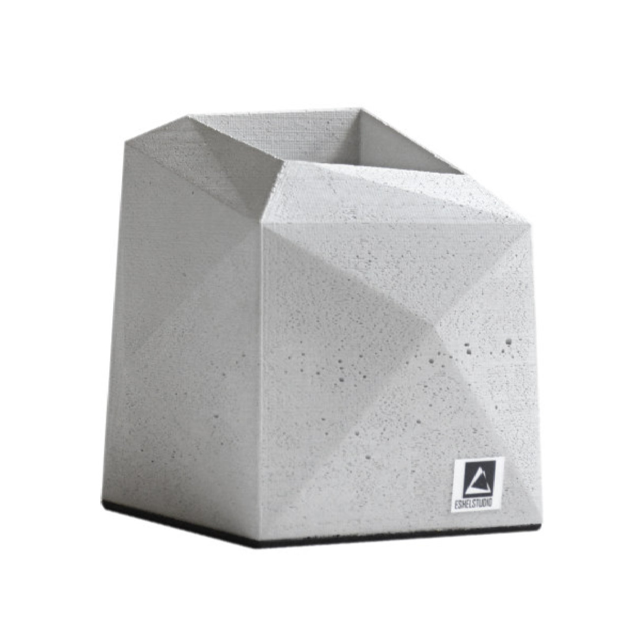 Mini vase en béton fait main design géométrique gris