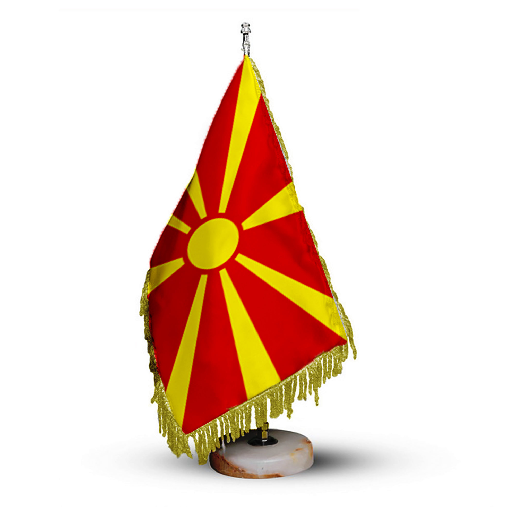 Drapeau de Table de la Macédoine du Nord avec Base en Pierre