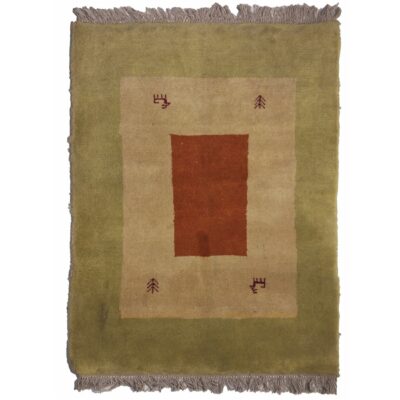 Tapis Gabbeh en laine persane original tissé à la main en Fars vert jade