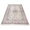 Tapis persan original en soie noué à la main à Tabas Médaillon floral crème