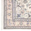 Tapis persan original en soie noué à la main à Tabas Médaillon floral crème