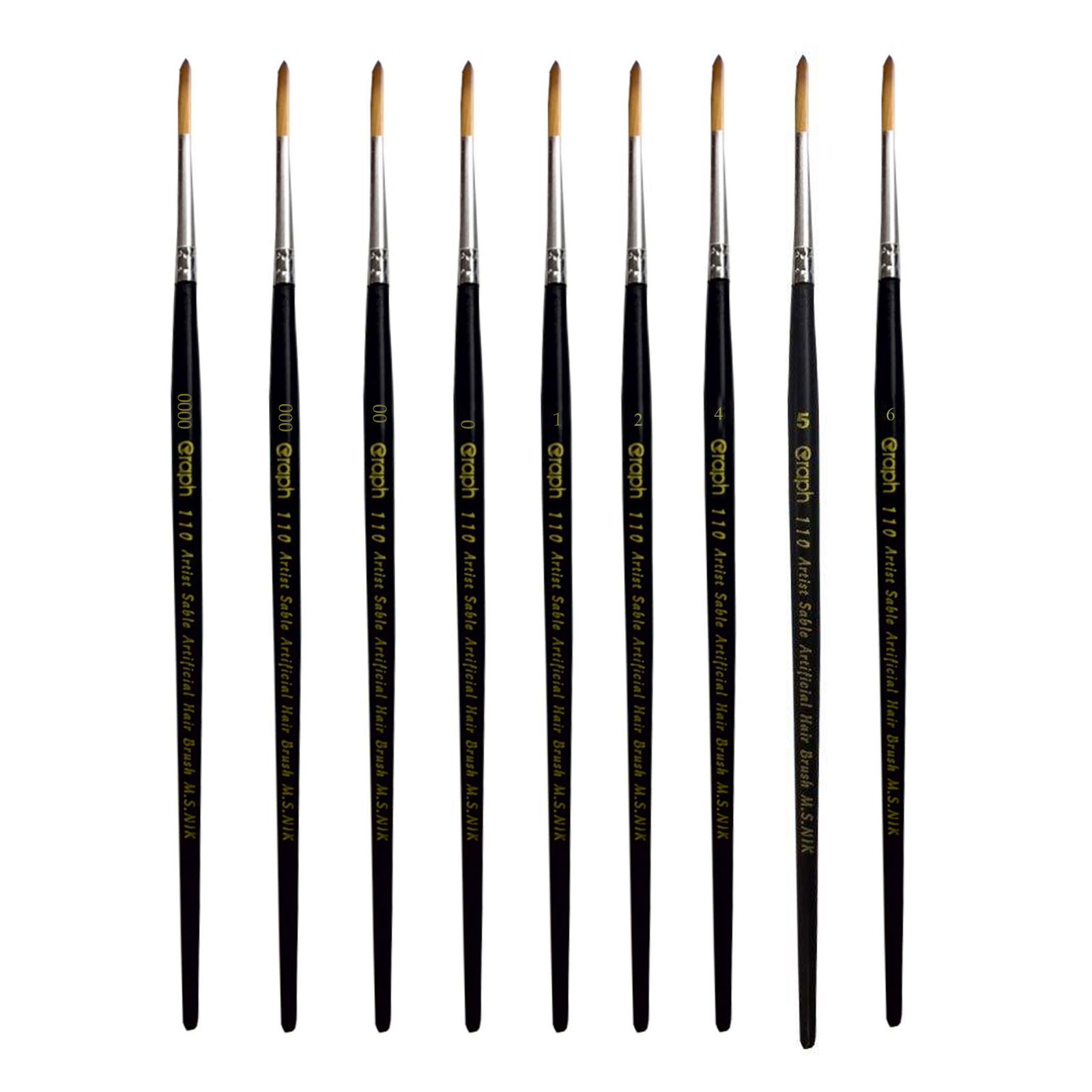 Set de 10 pinceaux ronds en poils pour aquarelle, acrylique et gouache