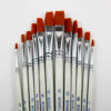 Set de 12 pinceaux plats en poils pour aquarelle, acrylique et gouache