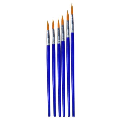 Set de 6 pinceaux ronds en poils pour aquarelle, acrylique et gouache