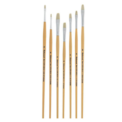 Set de 7 pinceaux plats en poils pour aquarelle, acrylique et gouache