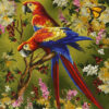 Hand-Knotted Persian Pictorial Rug from Tabriz Depicting Parrots